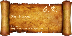 Ohr Kabos névjegykártya